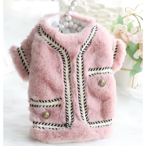 Winter Warm Clothes for Dogs Elegant Soft Fleece Wool Coat Dog Clothes Bichon Puppy Wear Decorative Lines