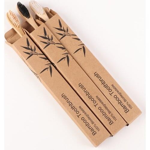 1PC Wooden Toothbrush Eco-Friendly Rainbow Bamboo Soft Fibre Toothbrush Biodegradable Teeth Brush Oral Care Dental Cleaning