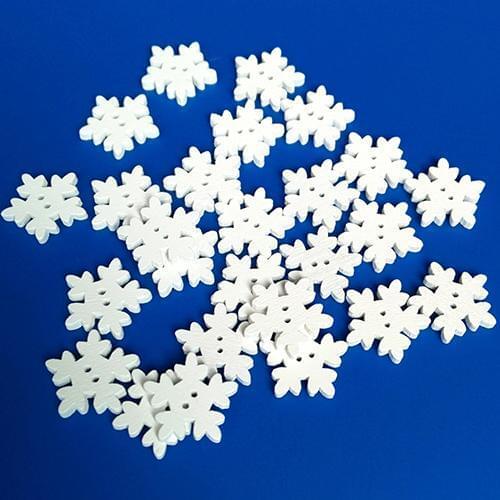 100/50Pcs Christmas White Wooden Snowflakes Buttons for Scrapbooking Craft