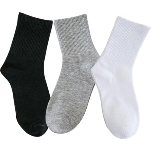 3 Pairs/lot Solid Women Men Classical Shot Cotton Black White Grey Business Casual Sweat Comfortable Breathable Mens Socks 2021