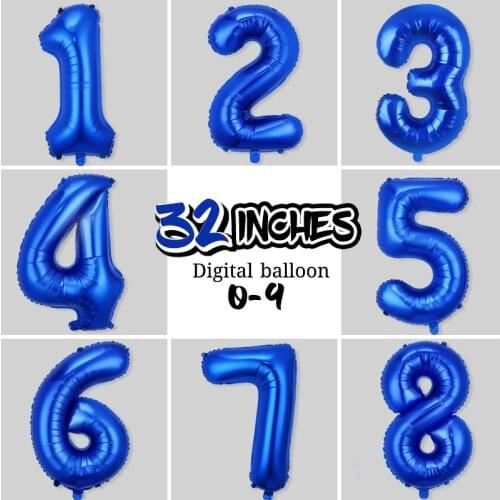 30 Inch Foil Blue Ballons Decoration Happy Birthday Banner Helium 1st Number Balloon Baby Shower Wedding Party Supplies