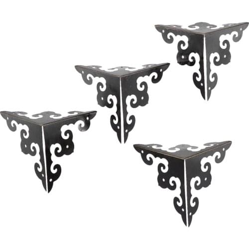 4pcs Decor Corners + 36 Nails Iron Bracket Scrapbook Album Menu Book Protector Table Leg Wood Jewelry Box 50mm Antique Bronze