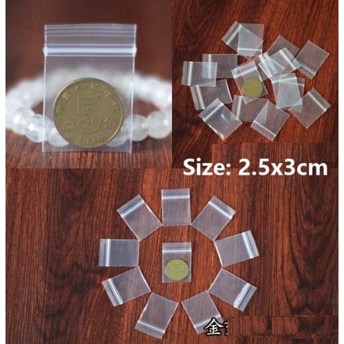 500pcs Mini Self Sealing Zip Lock Plastic Bags 2.5x3cm 0.2mm Thick Transparent Earrings Small Plastic Bag With Zipper