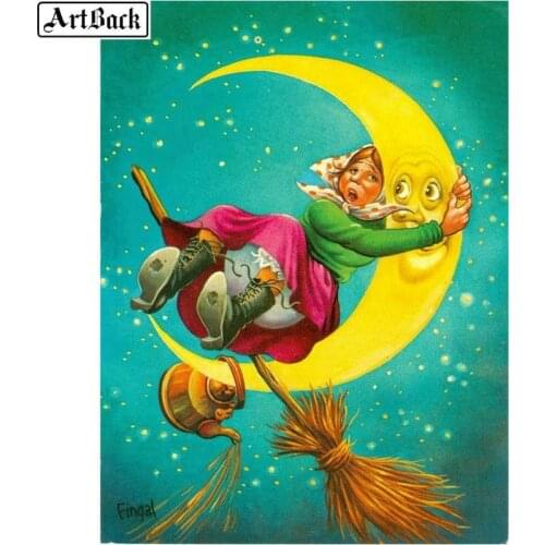 5d diamond painting moon kids diy 3d diamond mosaic landscape cartoon pattern sticker diamond embroidery 20x25cm