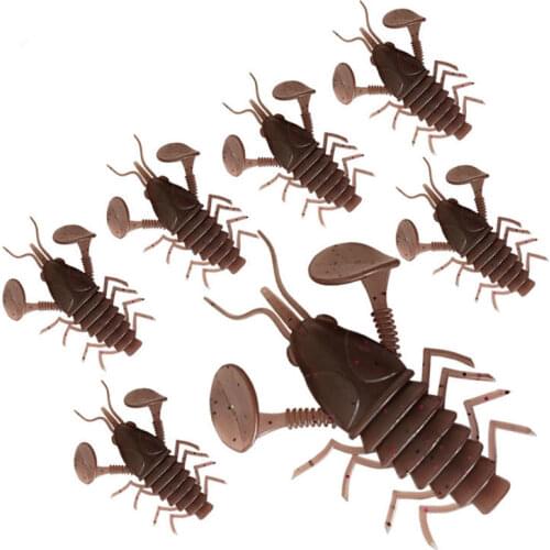 6Pcs Loaded Road Sub-bait Imitation Shrimp-shaped Soft Insect Fishing Gear 5.5g Black Fish Bass Insect Lifelike Grey Fake Bait