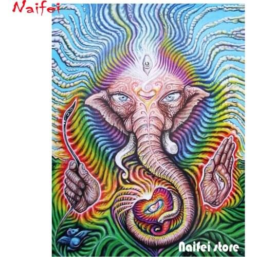 Full Square round 5D DIY Diamond Painting Abstract proboscis buddha Embroidery Cross Stitch Rhinestone mosaic home Decor art