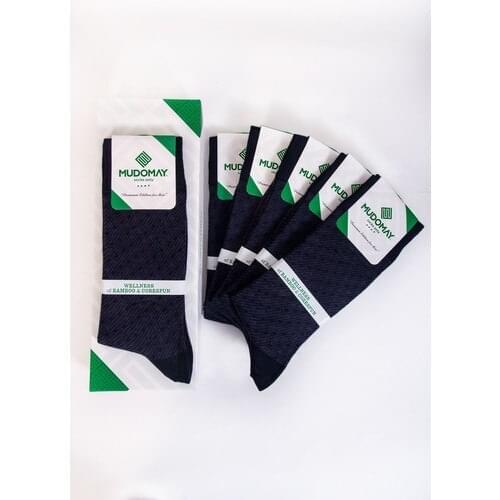 Mudomay 6'lı Seamless Bamboo Corespun Seasonal Navy Men 'S Socks