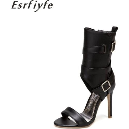 ESRFIYFE 2021 New Summer Women High Heels Shoes Ankle Strap Sandals Sexy Female Thin Heel Party Wedding Ladies Plus Size 34-50