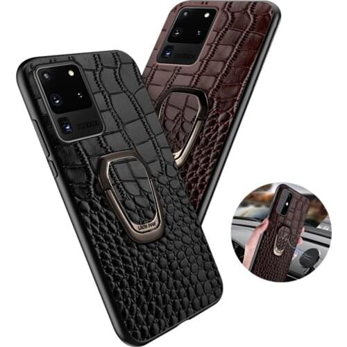 Genuine Leather bracket case for Samsung S20 S10 PLUS a21s Magnetic case for Samsung Note 20 ultra note 10 lite S9 s8 back cover