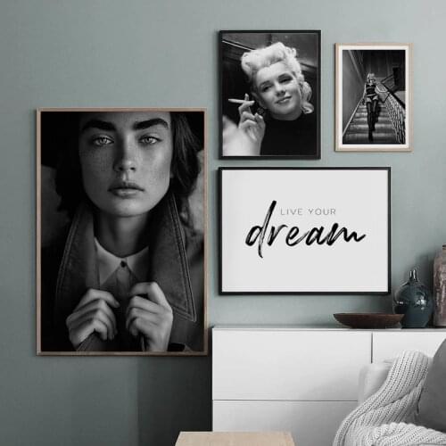 Black White Movies Woman Portrait Nordic Canvas Poster Marilyn Monroe Wall Art Print Painting Decoration Picture For Living Room