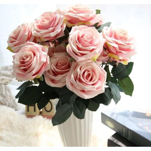 10 Heads flowers artificial Silk Rose flower Artificial Flowers wedding decoration Fake Bouquet Buch Wedding Home Party Decor