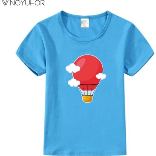 Boys Girls T-Shirts Fashion Cotton Hot Air Balloon Children Kids Cartoon Print Summer Short Sleeve Baby Child Tops Tee Clothing