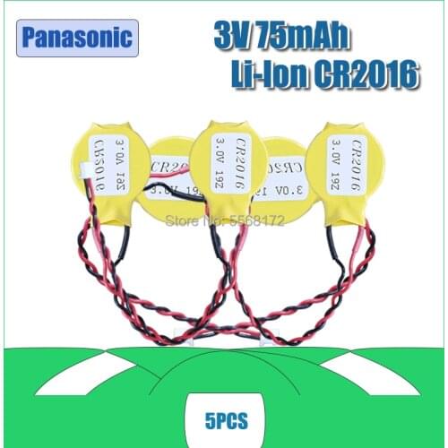5PCS/LOT Original Panasonic CR2016 2016 with line BIOS coms Button Cell Battery lithium battery for Notebook motherboard