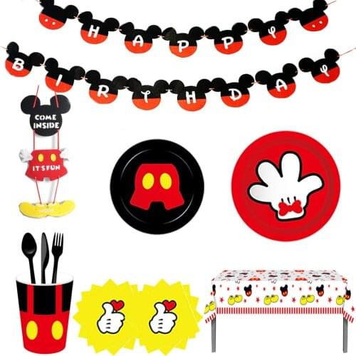Mickey Mouse Baby Shower Party Bedroom Decor Birthday Disposable tableware decor anniversaire for baby party paper plate decor