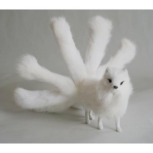 New real life nine-tails fox model plastic&furs white standing fox doll gift about 30x12.5cm xf2800