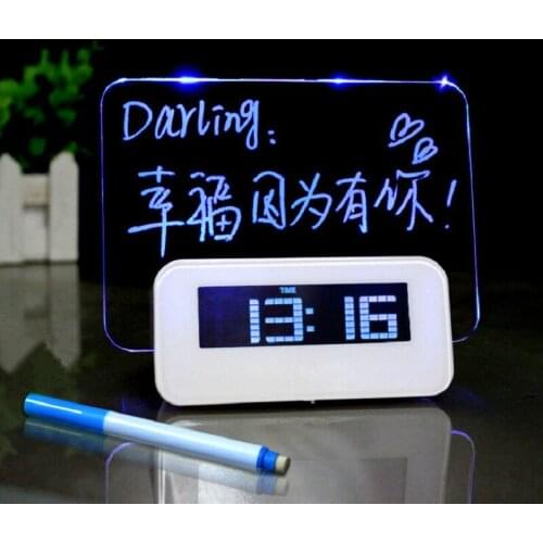 New digital message board alarm clock countdown night lamp USB hub temperature calendar LCD display with backlight