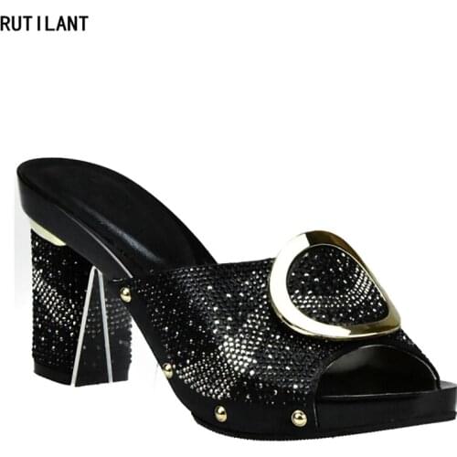 New Arrival Latest WomenShoes African Wedding Shoes High Quality Elegant Italian Women Shoes with Stone High Heels Women Pumps
