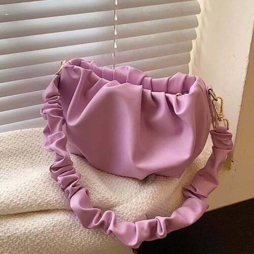 Pleated Underarm Bag 2021 Summer New High-quality PU Leather Womens Designer Handbag Pretty Girl Shoulder Messenger Bag Travel