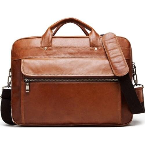 Top Quality Mens Bag Mens Briefcase Office Bags For Men Bag Mans Genuine Leather Laptop Bags Male Tote Briefcase Handbag