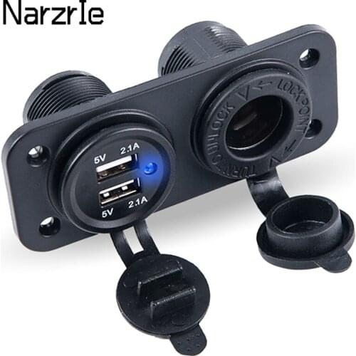 LED Display Dual Socket USB Car Cigarette Lighter Socket 12-24V Splitter Charger Charging Power Adapter for Phone Outlet Car