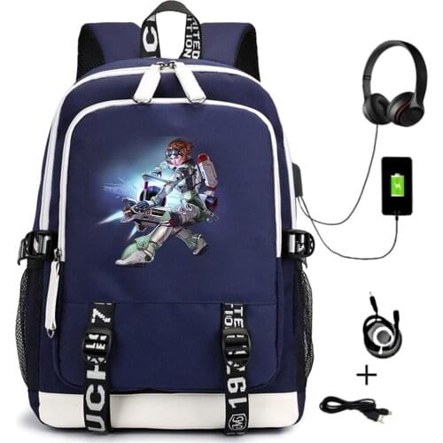 Apex legends Student Casual Backpack School Bags for Teenagers Unisex Cartoon USB Travel Laptop Shoulders Bags Zipper Bookbag