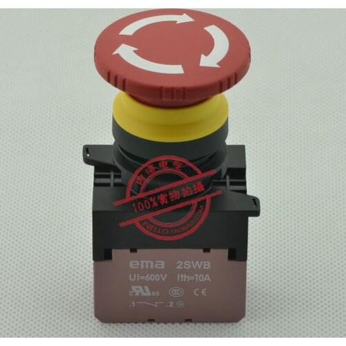 [SA]EMA emergency stop button switch 22mm rotary reset E2R1R1B 1 NC contacts--10pcs/lot