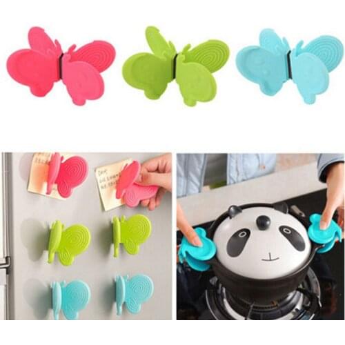 Butterfly Shaped Silicone Anti-scald Devices Fridge Magnet Kitchen Tool Insulation Plate Clamp