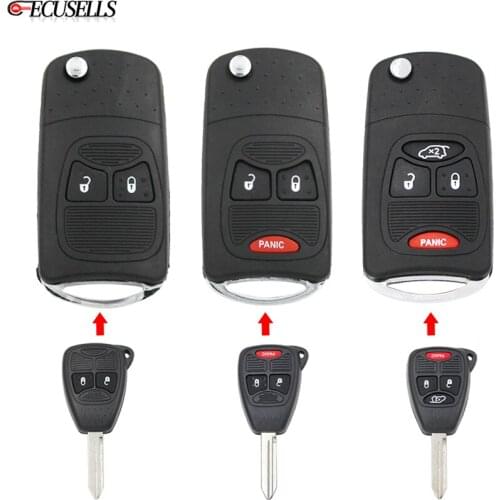 2/3/4 Button Folding Flip Remote Car Key Case Shell for Dodge Grand Caravan Charger Ram for Chrysler Town & Country PT Cruiser
