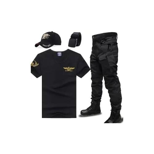 The unity on the tactical military clothing multicam black short-sleeved summer clothing war Wolf with military items