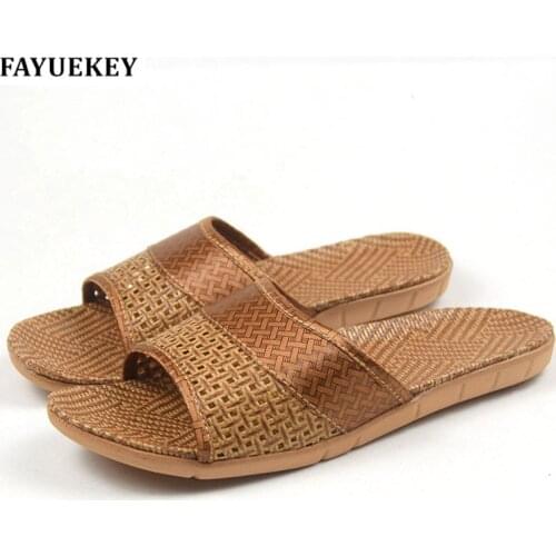 FAYUEKEY 2018 New Arrival Summer Fashion Home Linen Breathable Slippers Men Indoor Floor Beach Slides Boys Gift Flat Shoes