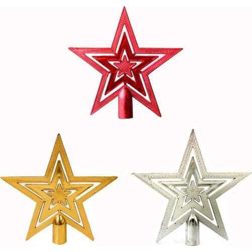Many Size Christmas Tree Topper Decorations Gold Sliver Red Topper for Christmas Tree Plastic Star Toppers Happy New Year Decor