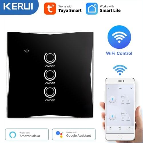KERUI WiFi Smart Light Touch Switch Smart Life/Tuya App Control Light Switch Work Alexa Google Home Voice Control 1/2/3 Gang