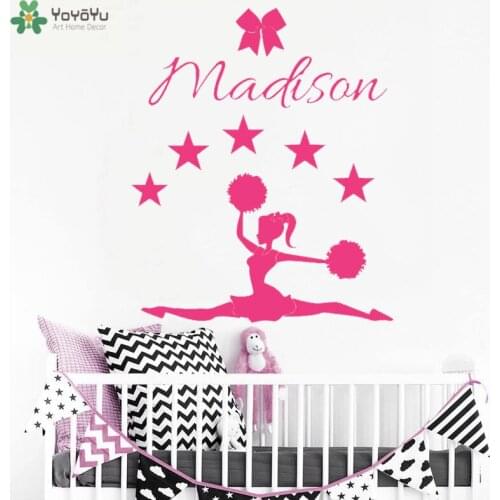 YOYOYU Wall Decal Girls Personalized Name Stars Wall Stickers Removable Cheerleader Creative Custom Decor Gift Modern DIY CT693