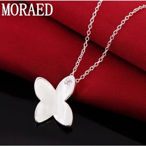 Wholesale Price 925 Sterling Silver Insect Butterfly Small Pendant Necklace For Women Trendy Jewelry Party Gift