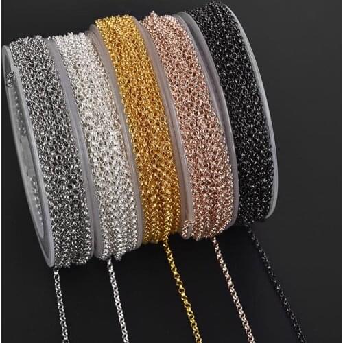 10m/Lot Gold Silve Color Iron Chain With Lobster Clasp Open Ring Necklace Bracelet DIY Jewelry Making Findings Accessories