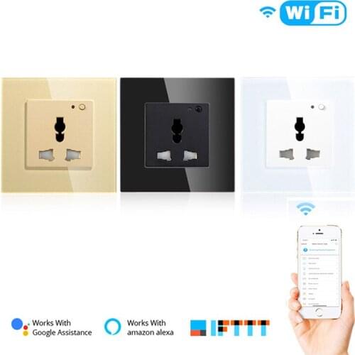13A UK Colors Glass Panel Smart Home Plug tuya WiFi Smart Wall Socket