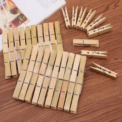 20pcs/pack Mini bamboo Wooden Clothes Photo Paper Peg Clothespin Laundry Hangers Craft Clips