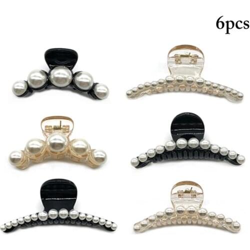2020 6pcs Claw Clip For Women Tough Imitation Pearl Hair Claw Large Hair Clamps Claw Clip Crab For Hair Accessories For Hair