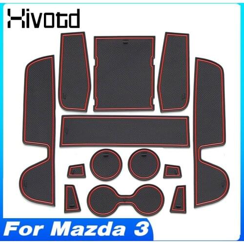 Hivotd For Mazda 3 2019 2020 Car Accessories Cover Interior Decoration Rubber Pad Dust Mat Mug Coasters Foot Cushion Car Styling