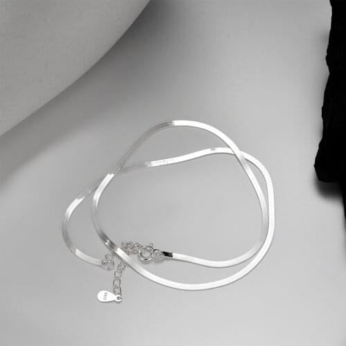 Amaiyllis S925 Sterling Silver Minimalist Handmade Blade Chain Clavicle Necklace Fashion Snake Necklace Jewelry