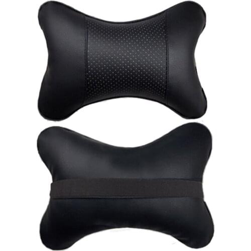 Car Neck Pillow Double-sided PU Leather Perforating Design Hole-digging Car Headrest Pillow Auto Safety Accessories