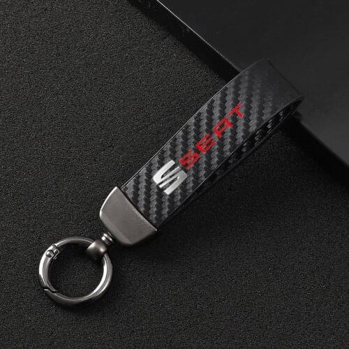 Car Accessories High-Grade Leather Car KeyChain 360 Degree Rotating Horseshoe Key Rings For Seat leon fr mk2 mk3 lbiza Altea