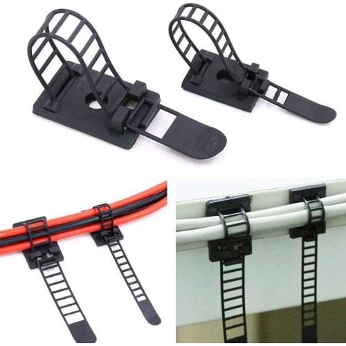 BMBY-50Pcs 2 Sizes Adjustable Self-Adhesive Nylon Cable Straps Cable Ties Cord Clamp for wire management, Large and Small