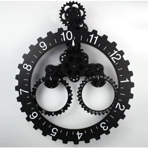Large 3d Wall ClockDecor Creative Hollow Hanging Gear Pendulum Clocks Wall Home