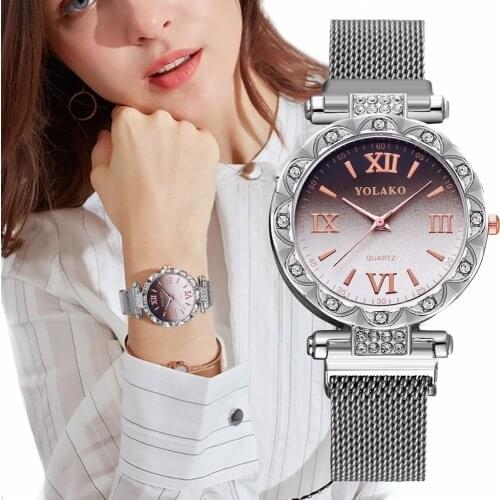 Luxury Gradient Color Ladies Watches Magnet Stainless Steel Star Women Watch Fashion Diamond Female Clock Relogio Feminino
