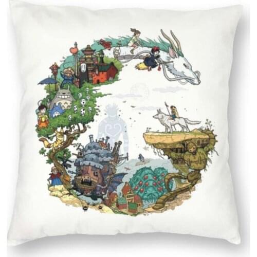 Totoro Tribute Color Cushion Cover Sofa Living Room Japan Anime Square Throw Pillow Case 40x40cm Pillows Decor Home