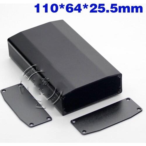 110x64x25.5mm Black Aluminum Enclosure PCB Shell Cooling Box Case DIY Instrument Experimental supplies