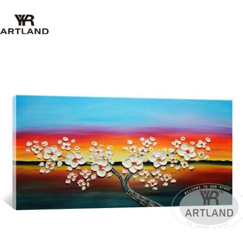 Pure hand-painted oil painting on canvas Plum Flowers color background home decorative hanging picture for living room no framed
