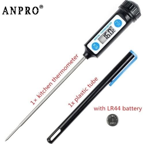 Anpro Kitchen Digital Food Thermometer Long Probe Electronic Cooking Thermometer For Cake Soup Fry BBQ Meat With Battery