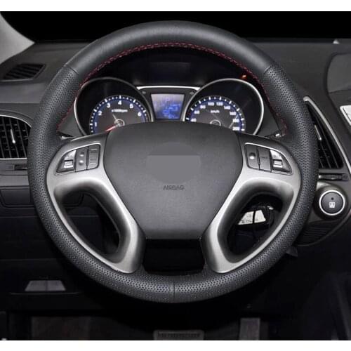 DIY Black Artificial Leather Wear-resistant Car Steering Wheel Cover For Hyundai ix35 Tucson 2 2011-2015 Auto Parts Modeling